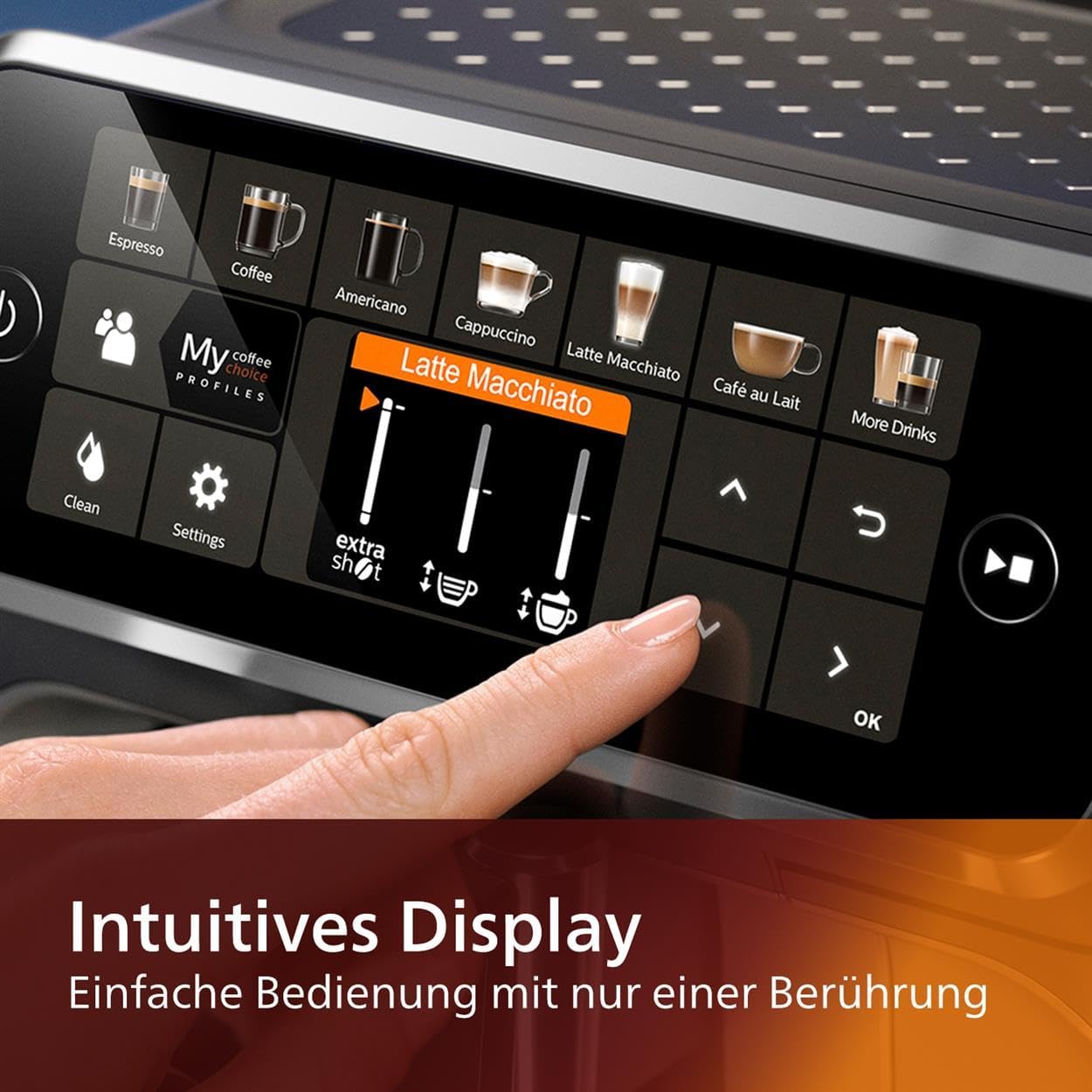 Serie 5400 Kaffeevollautomat EP5447/90–12 Kaffeespezialitäten,Intuitives Display,4 Benutzerprofile,Chrom